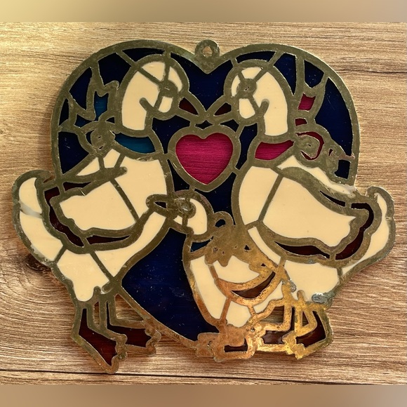 Vintage Family of Geese Sun catcher Stained Glass Look VGC So Sweet Darling - Picture 4 of 4